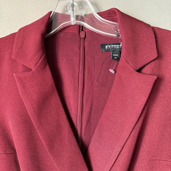 Express sz 00 Burgundy red deep plunge‎ party jumpsuit - Picture 3 of 11